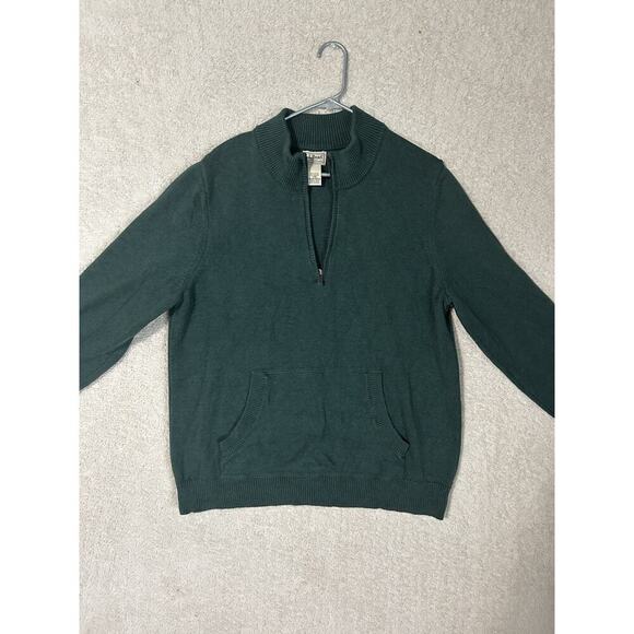 LL Bean Mens Green Wicked Soft Cotton/Cashmere, 1/4 Zip Preppy Golf Large - Picture 5 of 6